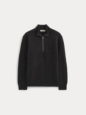 Everlane Men’s The Felted Wool Half Zip Sweater in Black Size L Knitwear Luxury
